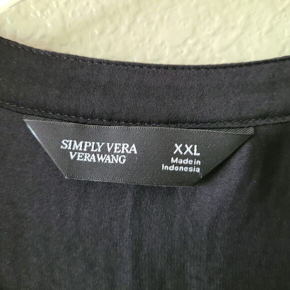 NEW Simply Vera Vera Wang Semi Sheer Women Shirt Blouse XXL Black Roll Tab Sl‎ - Picture 10 of 14